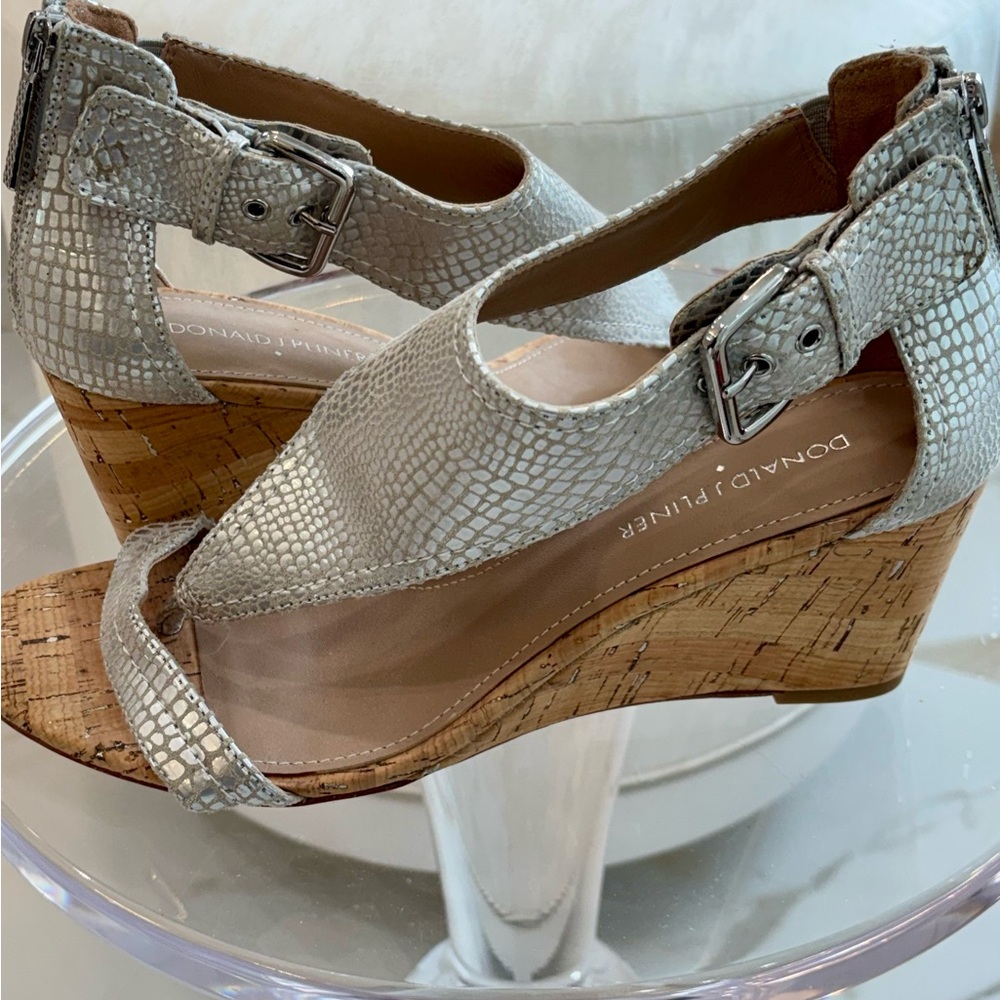 Donald J. Pliner Silver Textured Wedges - Picture 4 of 9